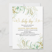 Elegant Greenery Green en Gold Boy Baby shower Kaart (Voorkant)