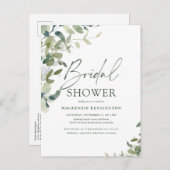 Elegant Greenery Handgeschreven het Vrijgezellenfe Uitnodiging Briefkaart (Voorkant / Achterkant)