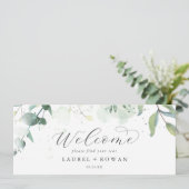 Elegant Greenery Hanging Seating Chart Header (Staand voorkant)