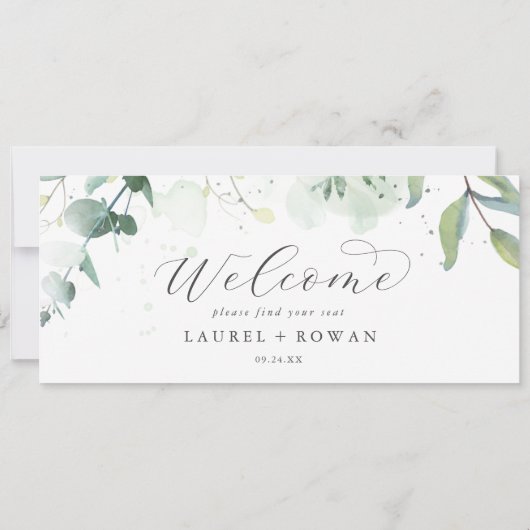 Elegant Greenery Hanging Seating Chart Header (Achterkant)