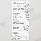 Elegant Greenery, hedendaagse Typografie Programmakaart (Achterkant)