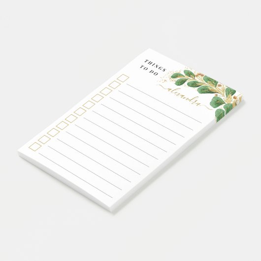 Elegant Greenery heeft alles gepersonaliseerd om t Post-it® Notes (Schuin)
