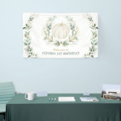 Elegant Greenery Herfst Pumpkin 1st Birthday Welko Spandoek (Beurs)