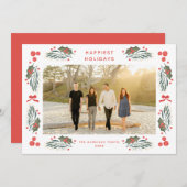 Elegant Greenery Holiday Lijst Holiday Kaart (Voorkant / Achterkant)