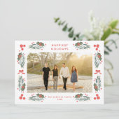 Elegant Greenery Holiday Lijst Holiday Kaart (Staand voorkant)