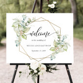 Elegant Greenery Horizontal Welcome Wedding Sign Poster