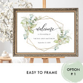 Elegant Greenery Horizontal Welcome Wedding Sign Poster