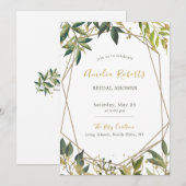 Elegant Greenery in Gold Floral Vrijgezellenfeest Kaart (Voorkant / Achterkant)