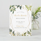 Elegant Greenery in Gold Floral Vrijgezellenfeest Kaart (Staand voorkant)