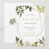 Elegant Greenery in Gold Floral Vrijgezellenfeest Kaart (Voorkant / Achterkant)