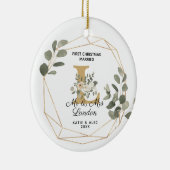 Elegant Greenery Initiaal 1e Kerstvrouw Keramisch Ornament (Rechts)