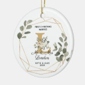 Elegant Greenery Initiaal 1e Kerstvrouw Keramisch Ornament (Links)