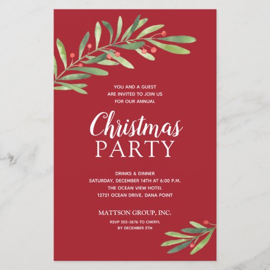 Elegant Greenery kerstbudgetuitnodigingen (Voorkant)