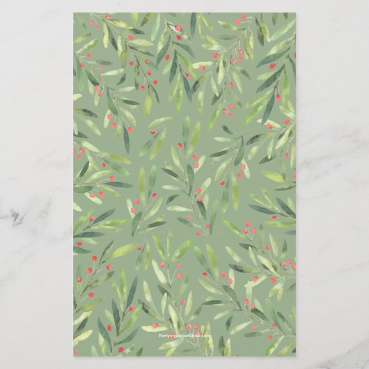 Elegant Greenery kerstbudgetuitnodigingen (Achterkant)