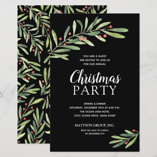 Elegant Greenery kerstbudgetuitnodigingen (Voorkant / Achterkant)