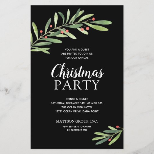 Elegant Greenery kerstbudgetuitnodigingen (Voorkant)