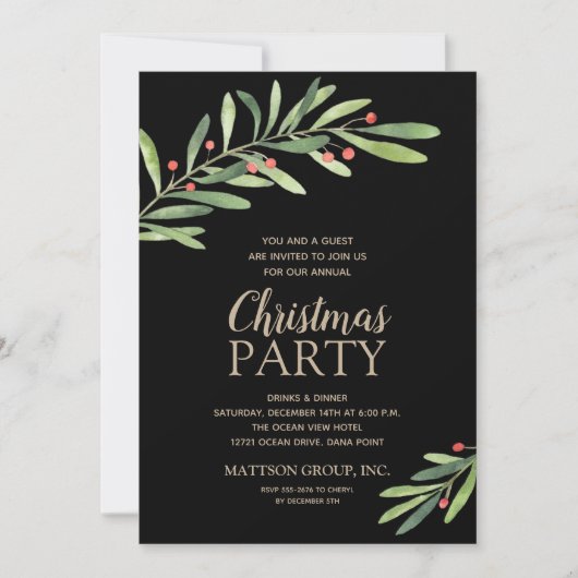 Elegant Greenery kerstfeestjes (Voorkant)