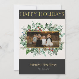 Elegant Greenery-kerstkaart Kaart