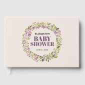 Elegant Greenery Krans Baby shower Gastenboek (Voorkant)