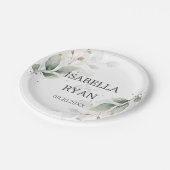 ELEGANT Greenery laat gouden bruiloft over Papieren Bordje (Gekanteld)