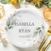 ELEGANT Greenery laat gouden bruiloft over Papieren Bordje