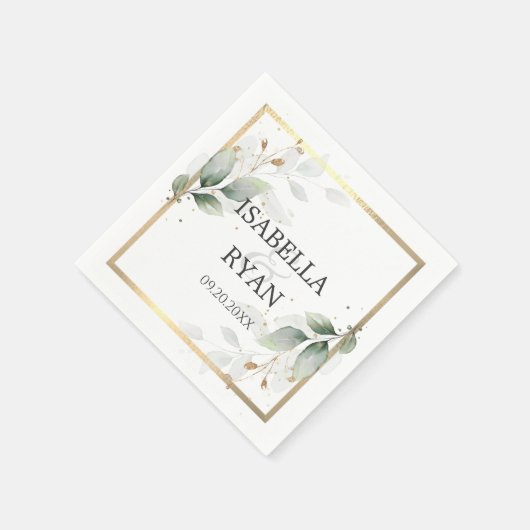 ELEGANT Greenery laat gouden bruiloft over Servet (Hoek)