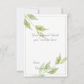 Elegant Greenery laat Waterverf Wedding Bedankkaart (Achterkant)