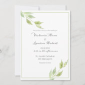 Elegant Greenery laat Waterverf Wedding Invitat Kaart (Voorkant)