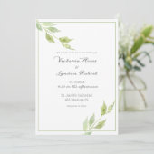 Elegant Greenery laat Waterverf Wedding Invitat Kaart (Staand voorkant)