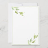 Elegant Greenery laat Waterverf Wedding Invitat Kaart (Achterkant)