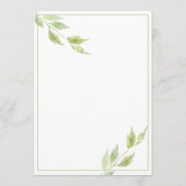 Elegant Greenery laat Waterverf Wedding Kaart (Achterkant)