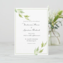 Elegant Greenery laat Waterverf Wedding