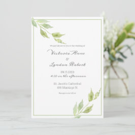 Elegant Greenery laat Waterverf Wedding Kaart