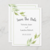 Elegant Greenery laat Waterverf Wedding Save The Date (Voorkant / Achterkant)