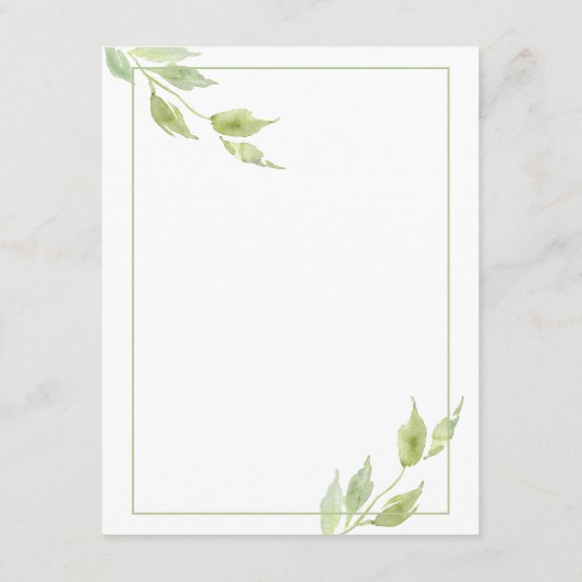 Elegant Greenery laat Waterverf Wedding Save The Date (Achterkant)