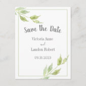 Elegant Greenery laat Waterverf Wedding Save The Date (Voorkant)