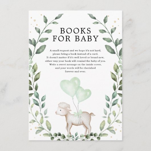 Elegant Greenery Lamb Spring Sheep Boos for Baby Informatiekaartje (Voorkant)