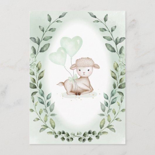 Elegant Greenery Lamb Spring Sheep Boos for Baby Informatiekaartje (Achterkant)