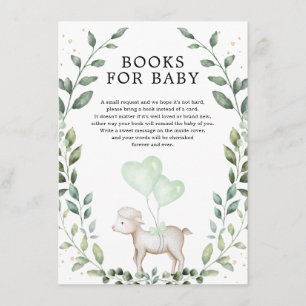 Elegant Greenery Lamb Spring Sheep Boos for Baby Informatiekaartje