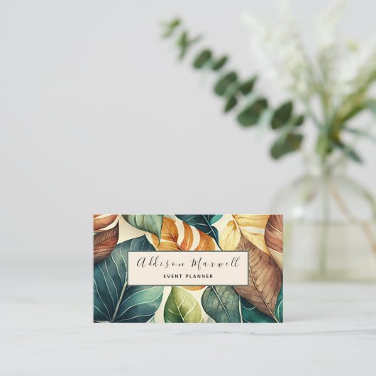 Elegant Greenery Leaf Botanical Visitekaartje (Staand voorkant)