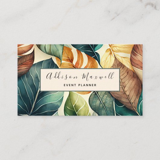 Elegant Greenery Leaf Botanical Visitekaartje (Voorkant)