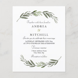 Elegant Greenery Leaf Budget Wedding Invite