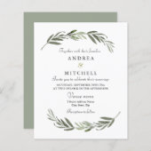 Elegant Greenery Leaf Budget Wedding Invite (Voorkant / Achterkant)