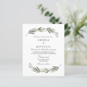 Elegant Greenery Leaf Budget Wedding Invite (Staand voorkant)