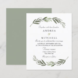 Elegant Greenery Leaf Budget Wedding Invite