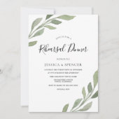 Elegant Greenery Leaf Rehearsal Dinner Invite Kaart (Voorkant)