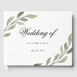 Elegant Greenery Leaf Wedding Guestbook Gastenboek