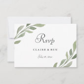 Elegant Greenery Leaf Wedding RSVP (Voorkant)