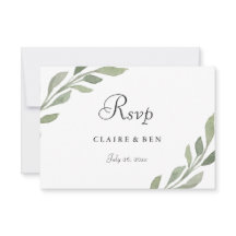 Elegant Greenery Leaf Wedding RSVP