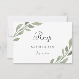 Elegant Greenery Leaf Wedding RSVP